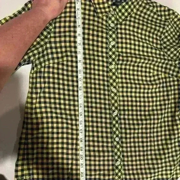 Talbots Blue and Yellow Checked Button Down Shirt Size Medium Petite - Picture 4 of 5